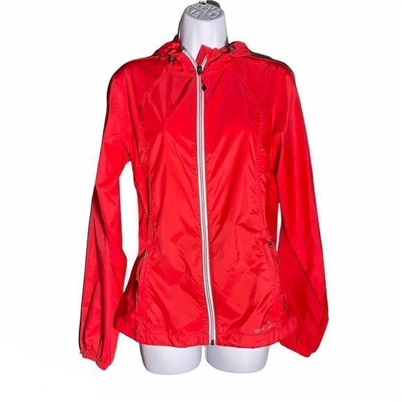 Eddie Bauer Jackets & Blazers - Eddie Bauer red orange windbreaker coat jacket small hood hooded front zip EUC